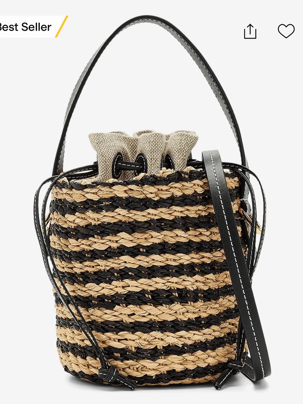 Madewell Black And Natural Straw Woven Bucket Crossbody